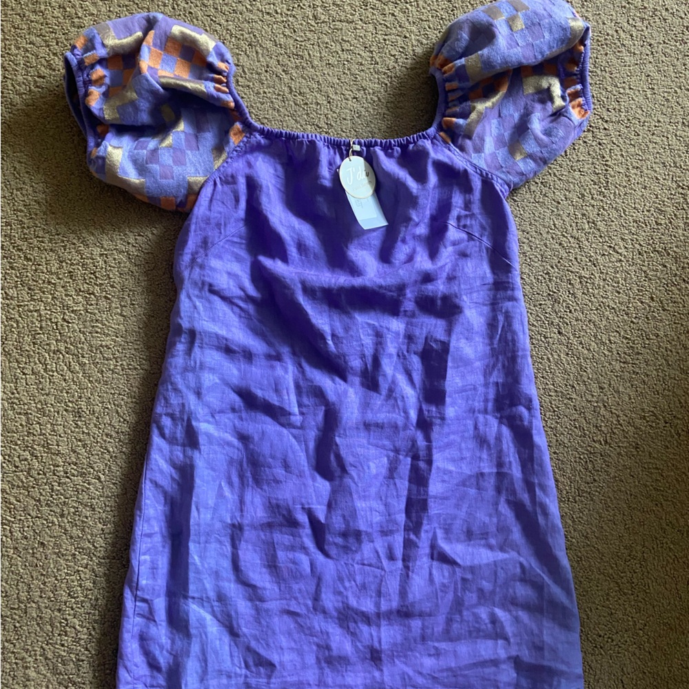 Haris Cotton Linen Dress Size Large Purple